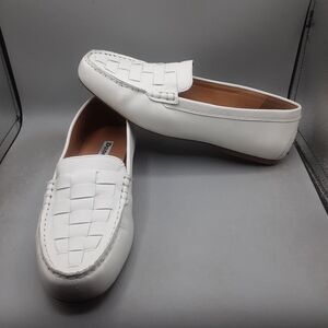 Dune London Greene Driving Moccasin Women's 10M White Woven Loafers